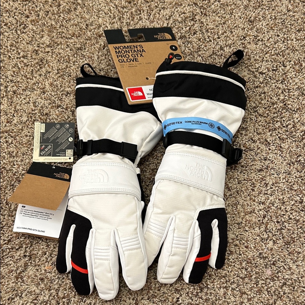 The North Face Women's White and Black GTX Gloves.